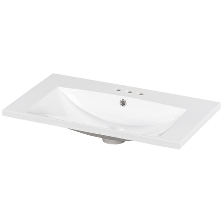 30" Single Bathroom Basin Sink, Vanity Top Only, 3-Faucet Holes, Resin - V.I.P Digital Presence