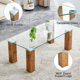 Glass-Top Coffee Table tea table with MDF Legs - Stylish Blend of Elegance and Durability 44.9"*21.7"*16.9"