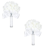 White Ivory Bridal Bridesmaid Flower Wedding Bouquet Artificial Flower Rose Bouquet Crystal Bridal Bouquets - V.I.P Digital Presence