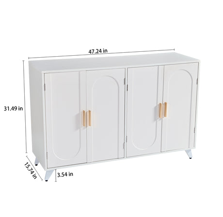 Sideboard Buffet cabinet with 4 doors and removable shelves, for living room, dining room, ivory white - V.I.P Digital Presence