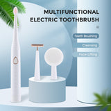 Multifunctional Electric Toothbrush Adult 6-Speed USB Sonic Soft Bristle Toothbrush Portable Household Beauty Cleansing Instrument - V.I.P Digital Presence