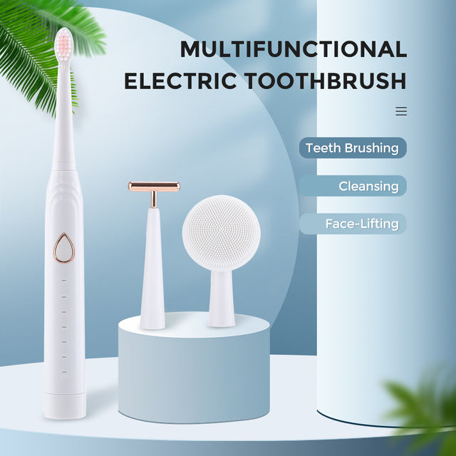 Multifunctional Electric Toothbrush Adult 6-Speed USB Sonic Soft Bristle Toothbrush Portable Household Beauty Cleansing Instrument - V.I.P Digital Presence