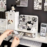 Adorable Desk Organizer with Hook Drawer, Hole Board, Card Display Stand, Desktop Storage Box, and Stationery Storage Rack - V.I.P Digital Presence