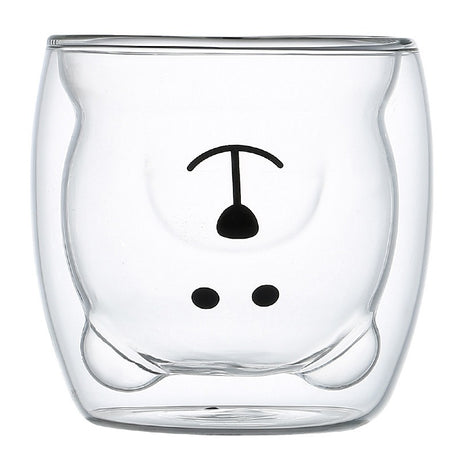 High borosilicate colored glass milk cup, cute bear shaped double-layer glass coffee cup, juice cup, beverage cup - V.I.P Digital Presence