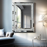 Large Wall-Mounted Silver Decorative Rectangular Wall Mirror for Home, Living Room, Bedroom, Entryway (clear HD mirror) - V.I.P Digital Presence
