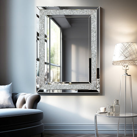Large Wall-Mounted Silver Decorative Rectangular Wall Mirror for Home, Living Room, Bedroom, Entryway (clear HD mirror) - V.I.P Digital Presence