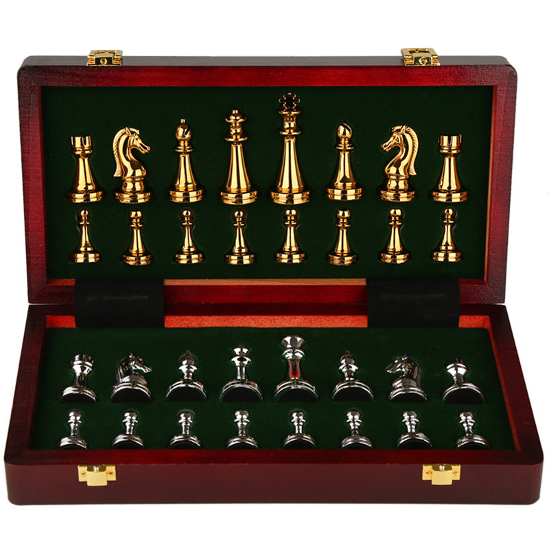 Ajedrez internacional de alta gama, caja de regalo, piezas de ajedrez de metal, tablero de ajedrez de madera, ajedrez occidental