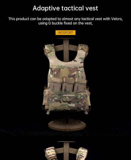 WoSporT can accommodate three 5.56 (or two 7.62) inner pockets with built-in function cover camouflage front panel - V.I.P Digital Presence
