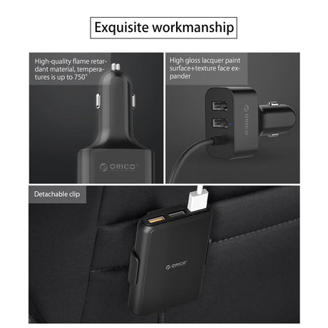 ORICO UCP-5P Portable 52W Car Charger with Expander Quick Charge 3.0 Car Charger 5 Porst for Your needs MPV Car - V.I.P Digital Presence