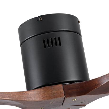 52" YUHAO Farmhouse Rustic Ceiling Fan without Light - Matte Black with Solid Wood Blade - V.I.P Digital Presence