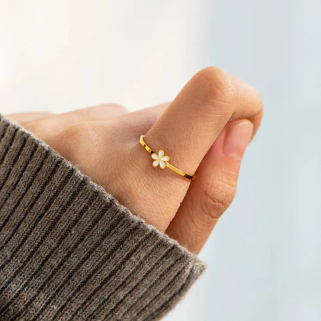 925 Sterling Silver Enamel Flower Ring - V.I.P Digital Presence