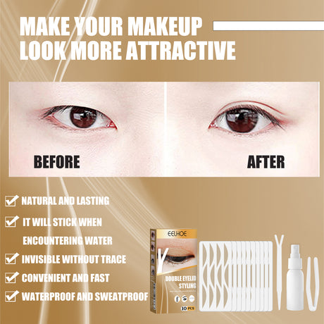 Double Eyelid Styling, Eyelet Lace Mesh Invisible Glue-Free Breathable Super Stick Long Lasting Clip Set - V.I.P Digital Presence