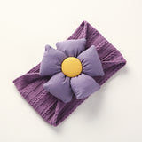 Diadema infantil de nailon jacquard con flores para bebé, suave, antiarañazos, de ala ancha