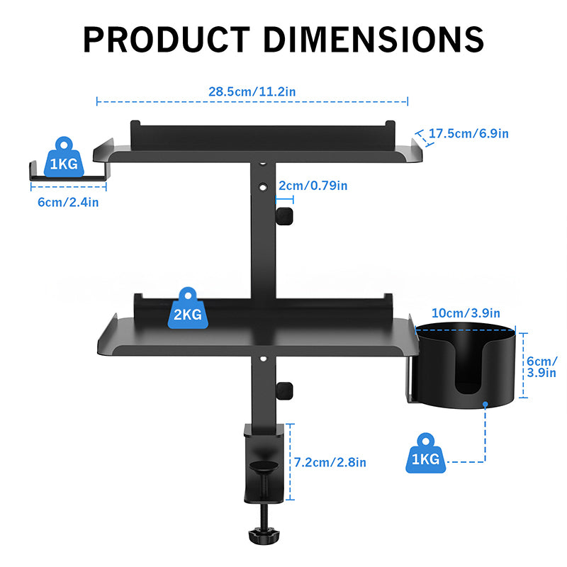 3 - Tier Multifunctional Desk Side Storage Rack - Organize Your Workspace Effortlessly - V.I.P Digital Presence