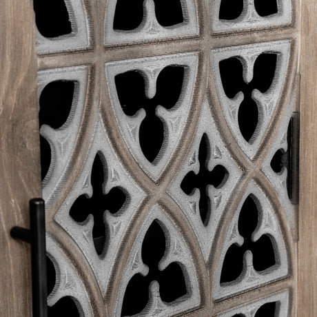 Hollow Four Door Antique Cabinet, American Country Style, Suitable for Living Room, TV Cabinet, Kitchen (Brown) - V.I.P Digital Presence