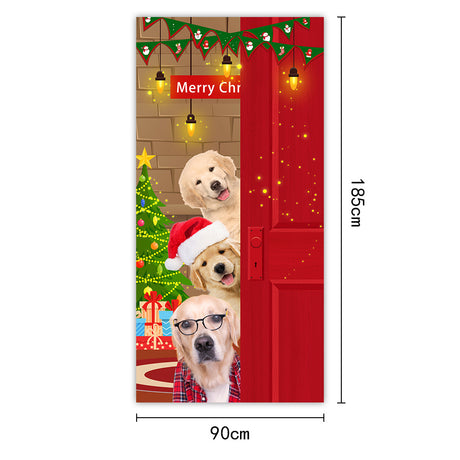 New Christmas Door Curtains, Flags, Outdoor Photography, Santa Claus and Puppies, Background Decoration, Hanging Cloth - V.I.P Digital Presence