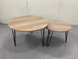 27.56'' Round Nesting Coffee Table Set of 2, Circular Nesting End Table Set  Sturdy Metal Base for Living Room, bedroom, Brown - V.I.P Digital Presence