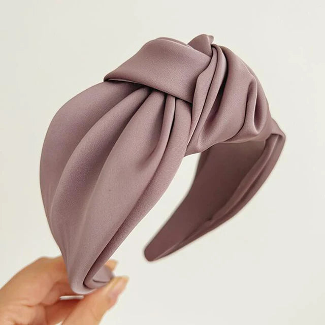 Fashionable knot wide edge satin fabric headband - V.I.P Digital Presence