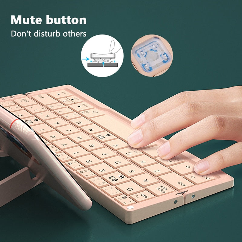 Mini teclado plegable inalámbrico compatible con Bluetooth, teclado plegable para computadora portátil, Windows, Android, tableta, iPad y teléfono. 