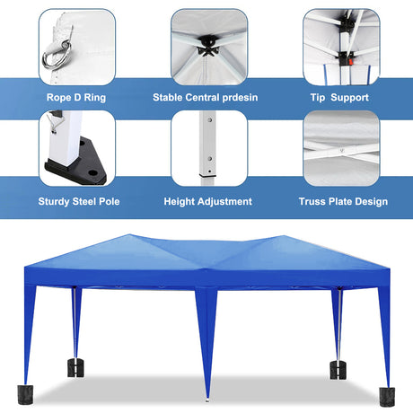 10'x20 'folding canopy with 6 detachable side walls outdoor activity shelters UPF 50+terrace portable tent (blue) - V.I.P Digital Presence