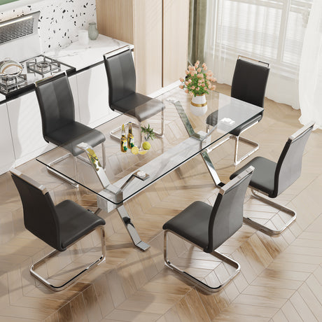 Dining table Modern tempered glass dining table 79 ''x39''x30 '' 1105 - V.I.P Digital Presence