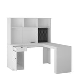 Corner gaming computer desk with socket, drawers, bookshelf and writing desk, modern L-shaped learning desk with storage space - V.I.P Digital Presence