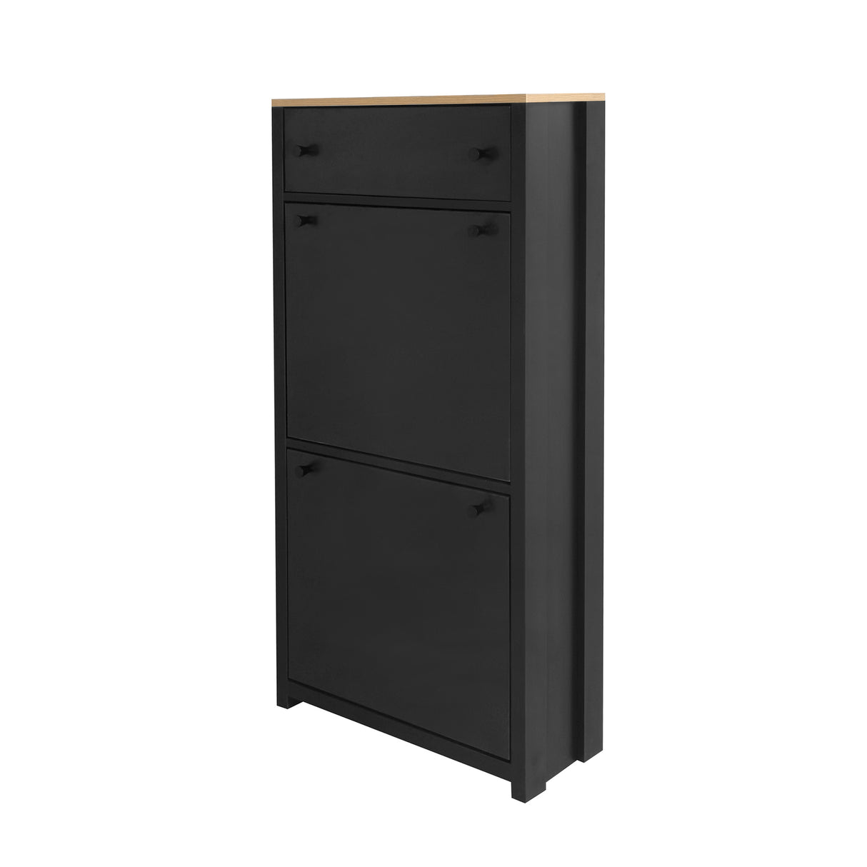 ONTREND with 2 flip drawers, top shoe cabinet with drawers, independent shoe rack with adjustable panel, for hallway use, black - V.I.P Digital Presence