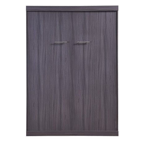 Full Size Murphy Bed with Wardrobe and Drawers, Storage Bed, can be Folded into a Cabinet, Gray - V.I.P Digital Presence