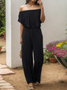 Off-Shoulder Wide Leg Jumpsuit - V.I.P Digital Presence