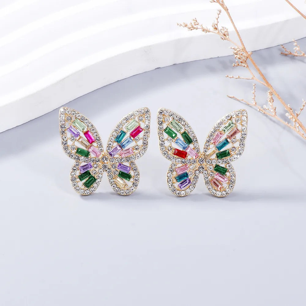 Alloy Inlaid Rhinestone Butterfly Earrings - V.I.P Digital Presence