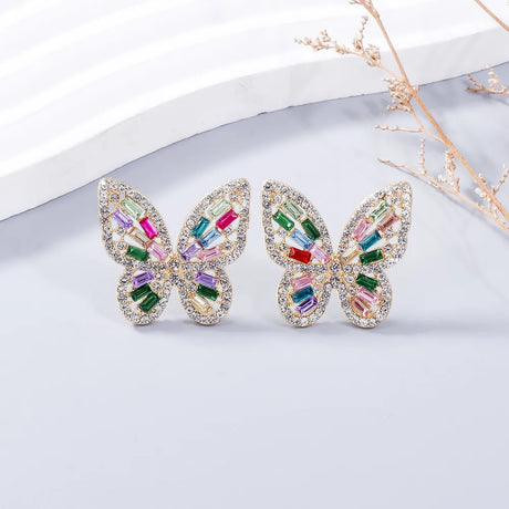 Alloy Inlaid Rhinestone Butterfly Earrings - V.I.P Digital Presence