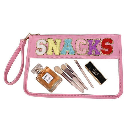 Snack sac de rangement transparent PVC zip pochette broderie lettre Hand Makeup Pack portable pu sac de toilette étanche - V.I.P Digital Presence