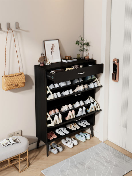 Shoe Cabinet , Shoe storage shelves, Black - V.I.P Digital Presence