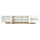 Luxury Fluted TV Stand for TVs Up to 80'', Modern Entertainment Center with Storage Cabinets & Drawer White - V.I.P Digital Presence