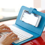 Funda de teclado inalámbrico portátil de cuero sintético para iPhone, teléfono móvil protector con teclado Bluetooth para iPhone y teléfono Android. 