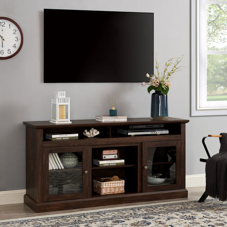 Contemporary TV Media Stand Modern Entertainment Console Brown - V.I.P Digital Presence