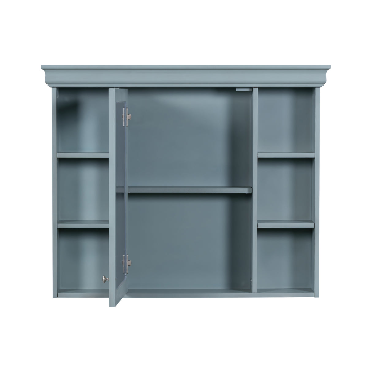 35 ''x 28' 'blue wall mounted bathroom storage cabinet with mirror door and medication cabinet with 6 open shelves - V.I.P Digital Presence