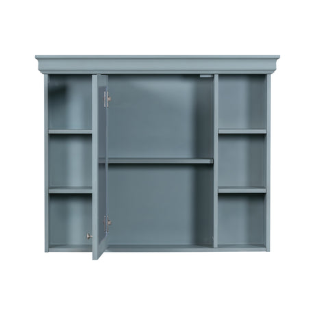 35 ''x 28' 'blue wall mounted bathroom storage cabinet with mirror door and medication cabinet with 6 open shelves - V.I.P Digital Presence