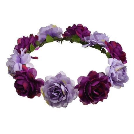 Bohemian Beach Rose Blossom Hair Hoop Bride Flower Ring Hair Strap - V.I.P Digital Presence
