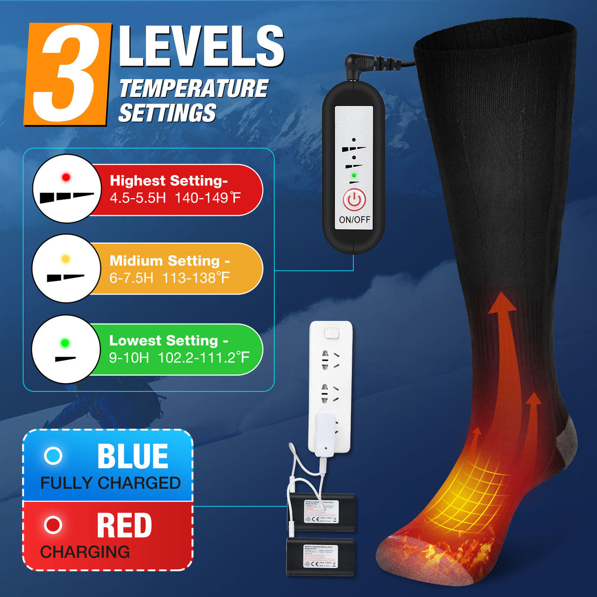 HailiCare Electric Heating Socks Rechargeable Heating Socks Adjustable Temperature Warm Long Tube Electric Heating Socks - V.I.P Digital Presence