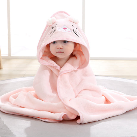 New Spring And Autumn Baby Swaddle Towel Cute Cartoon Hug Quilt Coral Fleece Hooded Bath Towel - V.I.P Digital Presence