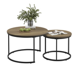 A set of nested coffee tables, 27.6-inch round coffee table, industrial wood veneer, with sturdy metal frame (brown) - V.I.P Digital Presence