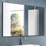 36x24 inch modern black bathroom mirror with aluminum frame decorative wall mirror suitable for living room, bedroom