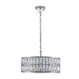 Modern crystal drum pendant light, 6-light pendant light, with silver metal frame (excluding light bulb) - V.I.P Digital Presence