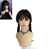 Addams Family Animated Wig Black Double Ponytail Braid Wig - V.I.P Digital Presence