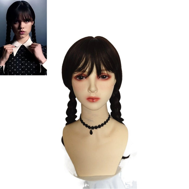 Addams Family Animated Wig Black Double Ponytail Braid Wig - V.I.P Digital Presence