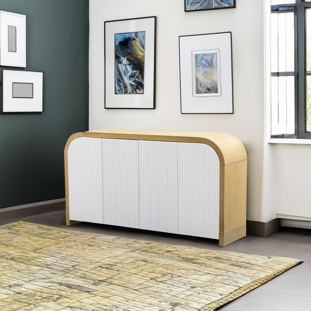 U-STYLE four door curved corner design wavy door panel cabinet with adjustable shelves - V.I.P Digital Presence