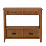 36'' Farmhouse Pine Wood Console Table Entry Sofa Table with 4 Drawers & 1 Storage Shelf (Brown) - V.I.P Digital Presence