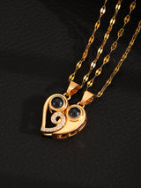 Diamond studded heart-shaped projection necklace in 100 languages. I love you, heart-shaped pendant, couple necklace - V.I.P Digital Presence