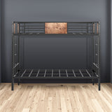 Bunk Bed Twin Over Twin Size Metal Bunk Bed with Ladder and Full-Length Guardrail Metal Bunk Bed Black - V.I.P Digital Presence